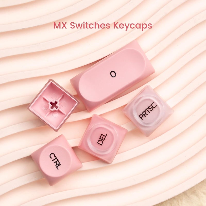 Rainy75 PBT Keycaps, Jelly Keycap Foundation MOA Profile, 132 Keys Cute Custom Keycaps for Cherry Gateron MX Swithes Mechanical Keyboards (Blush Pink) - Image 3
